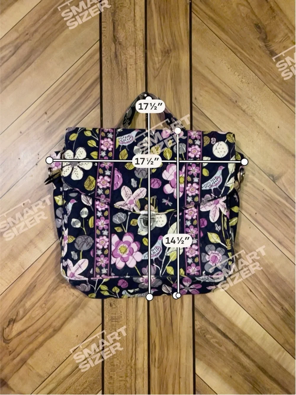 Vera Bradley Night and Day Bird Quilted Messenger Bag Purple Floral